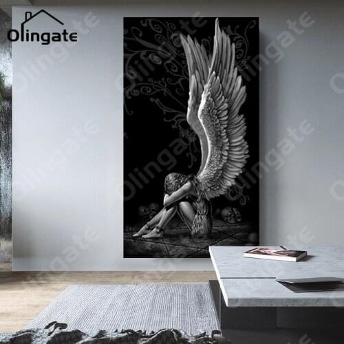 Nordic Devil and Angel Wings Posters and Prints Gray Character Skull Canvas Painting One Piece Wall Art Picture Home Decoration