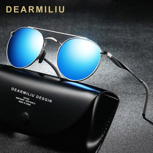 DEARMILIU Aluminum magnesium Legs Mens Sunglasses Polarized Round Sun Glasses Men Eyewear Accessories For Women UV400 Lens