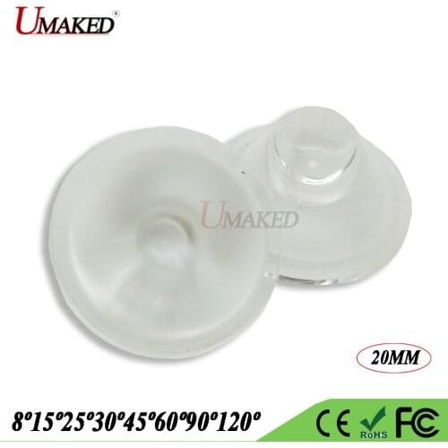 1/3/5W High Power 20MM LED len Frosted surface 8 15 30 45 60 90 120 Degree PMMA Optical lens for led Aquarium blub Spotlights