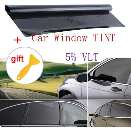 100x50cm VLT 5% Black Car Window Glass Building Tinting Film Auto Roll Side Window Solar UV Protection Sticker Curtain Scraper