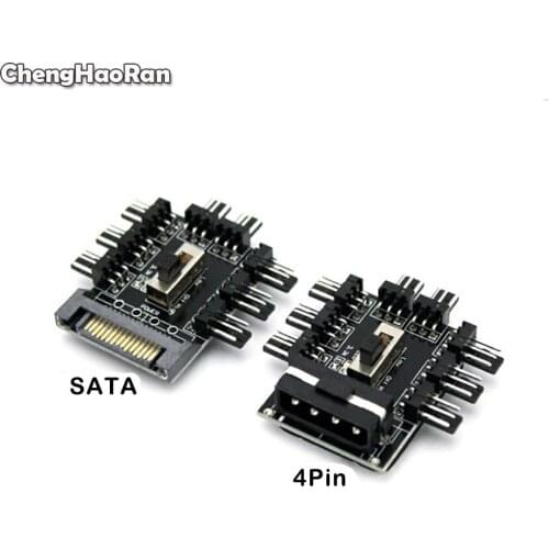 Fan Hub 1 to 8 3Pin Pwm Sata Molex Splitter PC Mining Cable 12V Power Suppply Cooler Cooling Speed Controller 4PIN/SATA Adapter
