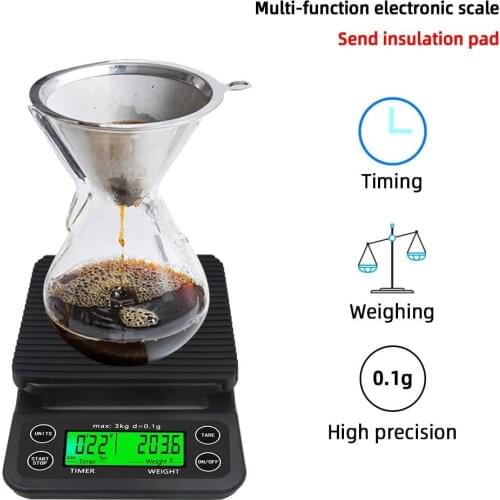 3kg/0.1g 5kg/0.1g High Precision Coffee Scale With Timer Digital Kitchen Scale Portable Electronic LCD Electronic Scales