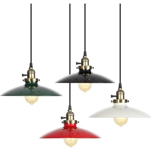 60W Retro Retro Loft Style Edison Vintage Industrial Pendant Light Lamp with White Metal Plate Shade,Luminarias