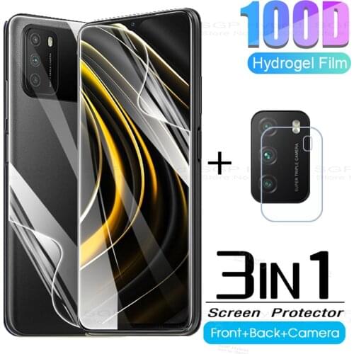 3in1 screen protector for xiaomi poco m3 front back hydrogel protective for xiaomi poco m3 m 3 pocophone m3 pocom3 glass film