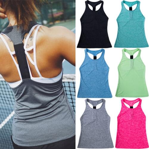 Women Vest Workout Tank Top T-shirt Sport Gym Clothes Fitness Yoga Tank Shirt