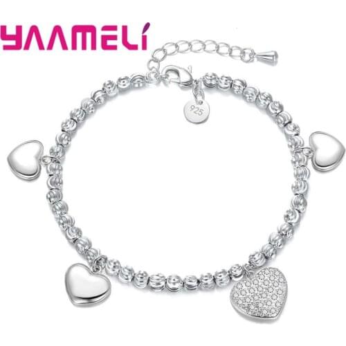 New Design Heart Charm Bracelet For Women 925 Silver Turkish Style Round Beads Bracelet Party Jewelry Accessories