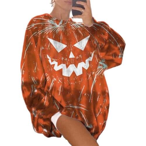 Halloween Printed Women Sweatshirt Pullover Women Tops Knitted Pullovers Winter Pumpkin Face Top O-Neck Sweatshirt Streetwear