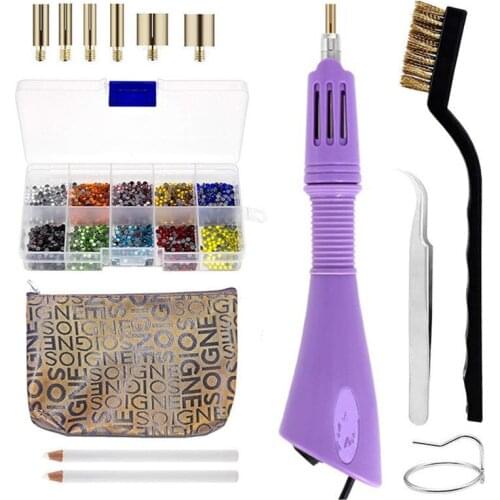 1 Set 100-220V Hot Drilling Machine Pen Point Figure Hot Guns DIY Clothes Stick Diamond Drill Tools Set Crystal Hand Sewing Kit