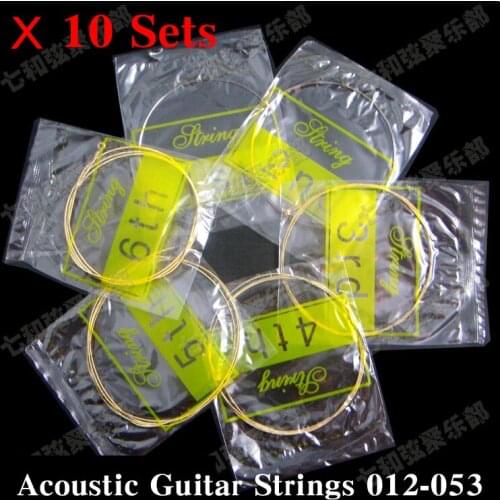 10 sets Folk Acoustic Guitar Strings Set 012-053 1st-6th Steel Strings