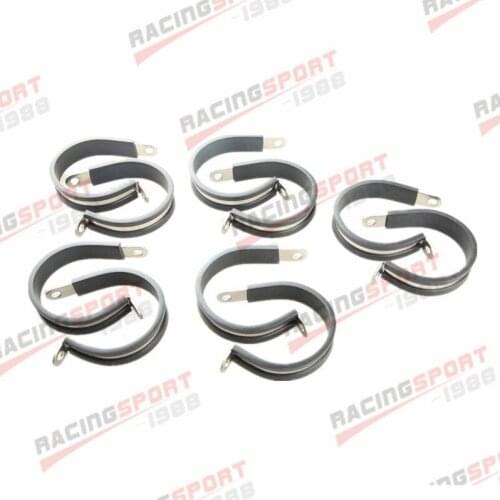 10PCS Cushioned Hose Mounting Clamp Loop Strap 304 Stainless Steel 2" Black