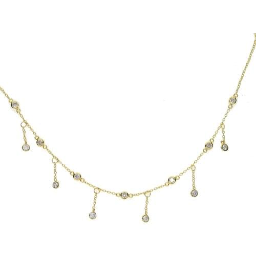 100% 925 sterling silver cz station choker necklace tassel cz drop charm elegant women girl bridal wedding gift fine jewelry