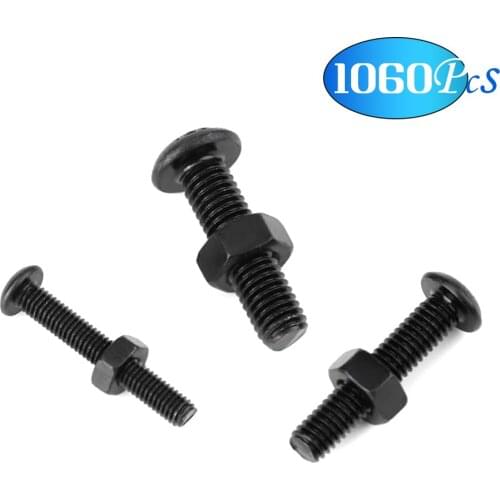 1060/880Pcs M2 M3 M4 M5 Blcak White with Storage Box Hex Socket Screw Set Carbon Steel Flat Round Head Bolts Nuts Assortment Kit