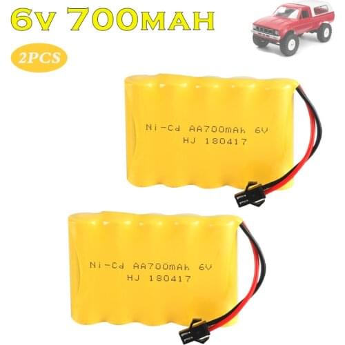 2PCS 6v 700mah AA NI-CD M Lipo Battery for WPL C24 1/16 RC Car Toys Boat Gun Tank Truck Taranis Robot 6V Ni-CD Battery SM Plug