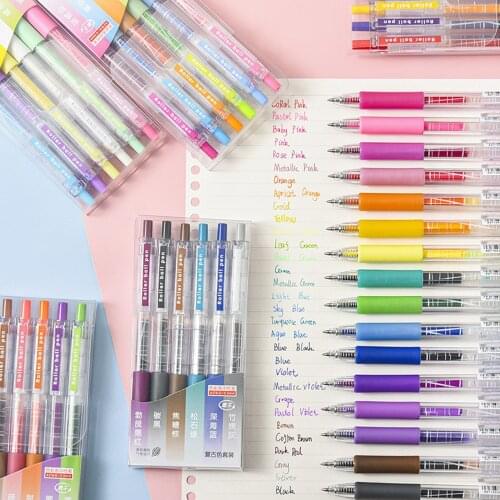 6 Pcs/set Kawaii Gel Pens Set 0.5mm Morandi Colorful Retractable Writing Drawing Stationery