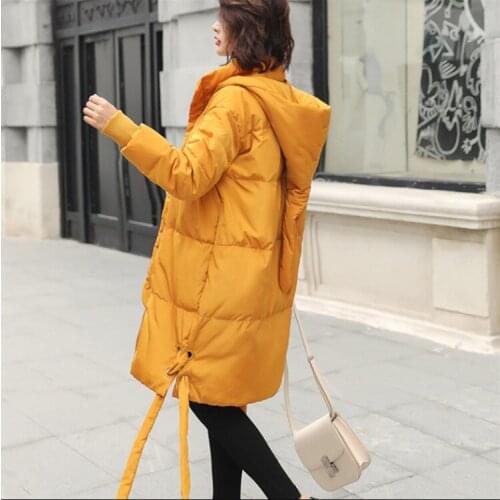 Even Hat Clothes Loose Coat Woman Autumn And Winter New Pattern Down Cotton Long Fund Personality Bandage Christmas Bread Serve