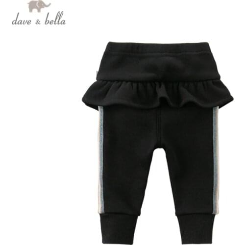 DB14913 dave bella winter baby girls pants baby fashion striped trousers children high quality trousers