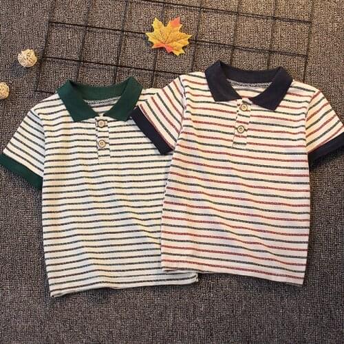 IENENS Baby Polo-shirt Clothes Boys Clothing Summer Tees Toddler Infant Short Sleeve Tops Cotton Striped T Shirt 1 2 3 4 Years