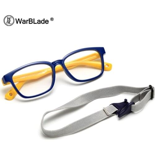 WarBLade 2020 Flexible Kids Eyeglasses With Lanyard Square Frame Glasses For Child Boys Girls Degree Myopia Optical Frames TR90