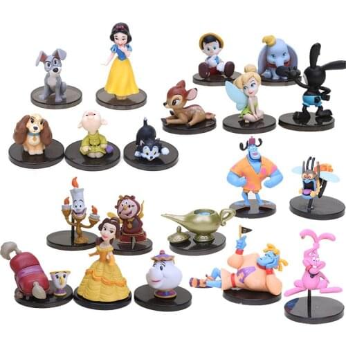 Disney Toys Cartoon Anime Dumbo Snow White Beauty And The Beast Aladdin Lion King PVC Action Figure Model Toys For Children Gift