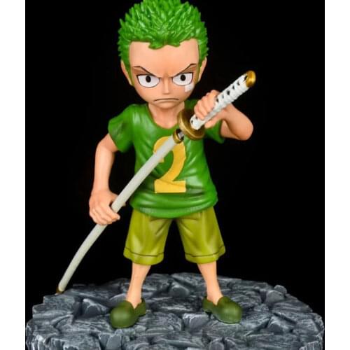 NEW Anime One Piece Roronoa Zoro PVC Action Figure Toy Cute Childhood Zoro Doll Collection Toy Gift for Boys 16cm