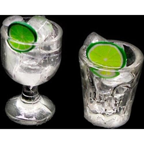 Hot Sale 1:12 Resin Miniature Dollhouse Accessories Cups Toy Mini Decoration Gifts Dollhouse Mini Ice Lemon Water Drink Cup