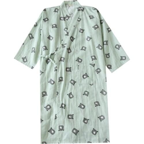 New Womens Dressing Japanese Cotton Kimono Cartoon Gowns Sleepwear Robe Summer Couple Nightwear Homewear Pajamas Bathrobe