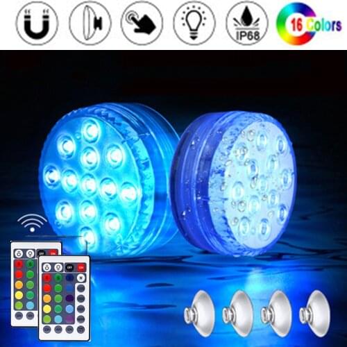 IP68 Waterproof 10 LED 16 Color Submersible LED Lights Underwater Night Lamp Tea Light Vase Bowl Party Wedding Christmas Deco
