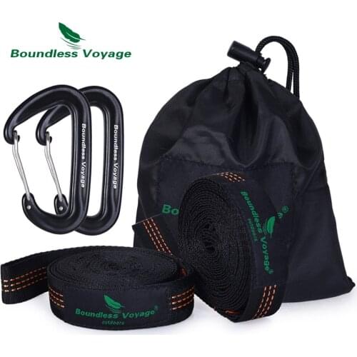 Boundless Voyage 2 Pack Hammock Straps with 2 Caranbiners Camping Garden Tree Hanging Straps Children Swing Rope Hold 200kg