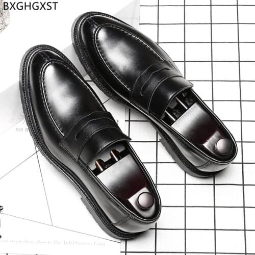 Brown Mens Leather Shoes Italian Loafers Slip on Shoes Men Black Men Wedding Shoes 2021 Dress Chaussure Homme Zapatos De Hombre