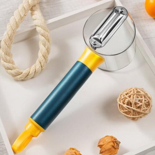 New Kitchen Accessories Potato Peeler Carrot Vegetable Stainless Steel Blade Peeler Fruit Grater with Skin Storage