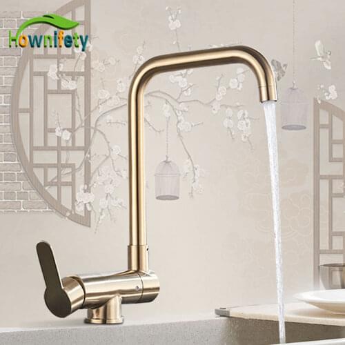 Brushed Gold Rotation Bathroom Faucet Hot Cold Mixer Crane Tap Deck Mount Fold Down Inner Window Faucet Black