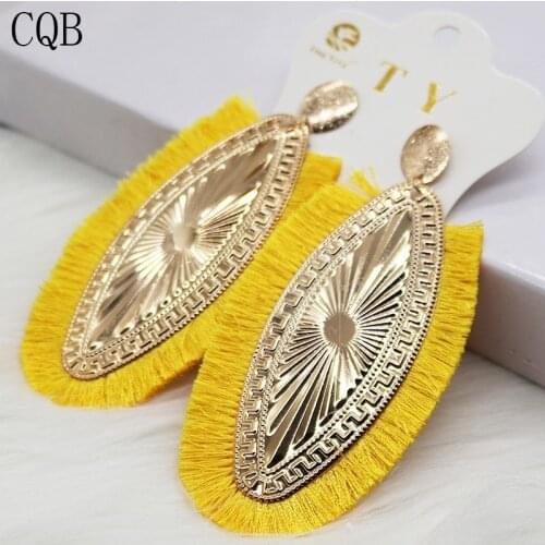 Fashion earrings for women 2019 statement vintage tassel gold boho korean geometric drop jewelry big exaggeration wholesale cc