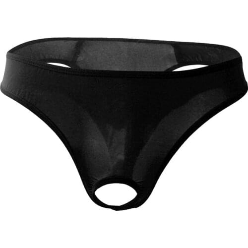 Men Penis Hole Underwear Sexy Men Lingerie G-string Bikini Underwear Underpants Gay Male Nylon Panties