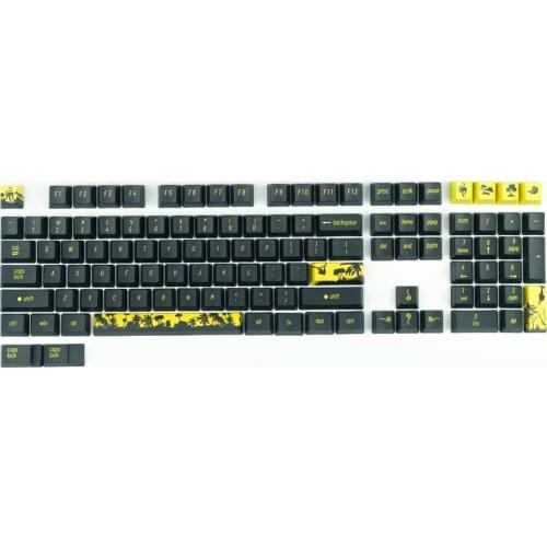 GMK PBT OEM Profile Keycaps Set Black Yellow Long-Tailed Monkey Universal Keycap For Gaming Mechanical Keyboard 108Layout