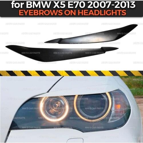 Eyebrows on headlights case for BMW X5 E70 2007-2013 ABS plastic cilia eyelash molding decoration car styling tuning accessories
