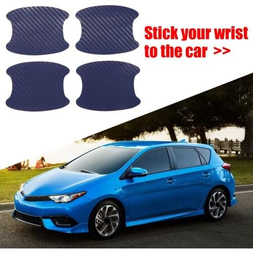 4pcs Carbon Fiber Auto Door Handle Stickers Strong Wear Resistance Anti Scratch Car Exterior Decoration Interior Accessories