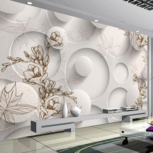 Custom Mural Wallpaper Flower 3D Stereoscopic Geometric Circle Ball Living Room Sofa TV Background Photo Wall Paper Modern Art