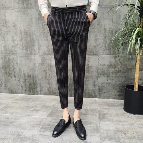 2019 New Fashion Mens Spring and Autumn Striped Business Casual Trousers / Mens Boutique Quality Casual Suit Pants Clothing