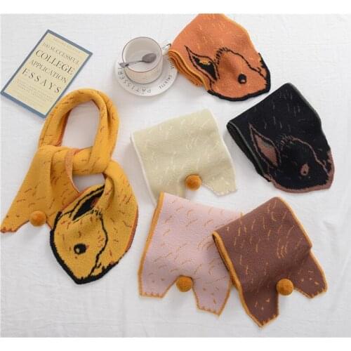 New Creative Rabbit Scarf for Baby Kids Autumn and Winter Boys Girls Warm Plush Knitted Scarf