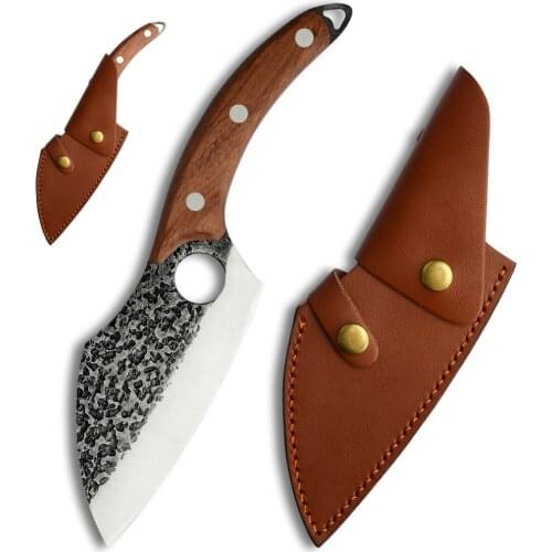 Sowoll 6 Inch Boning Knife Stainless Steel Hammered Pattern Tanto Chef Knife Butcher Slaughter Utility Santoku Kiritsuke Knives