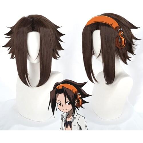 Yoh Asakura Cosplay Wig Anime SHAMAN KING Brown Short Synthetic Hair Heat Resistant Halloween Party Role Play + Free Wig Cap