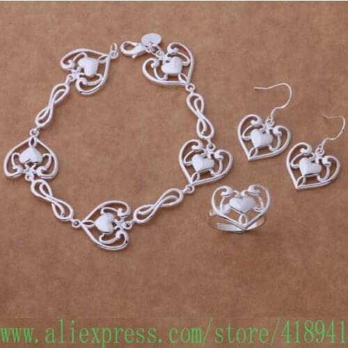 Silver Plated Jewelry Sets Earring 471 + Bracelet 193 + Ring 214 /ekdanbka blfakcma AS365