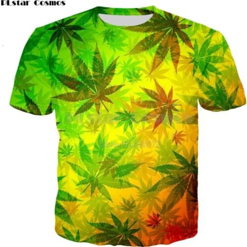 PLstar Cosmos Drop shipping 2018 summer new style 3d T-shirt Colorful Weed Prints Harajuku Casual Men/Women t shirt