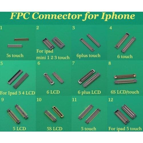 12model Lcd Touch Screen Display FPC connector for iPhone 5 5s 6 6plus 6s ipad mini 1 2 3 4 on motherboard logic board mainboard