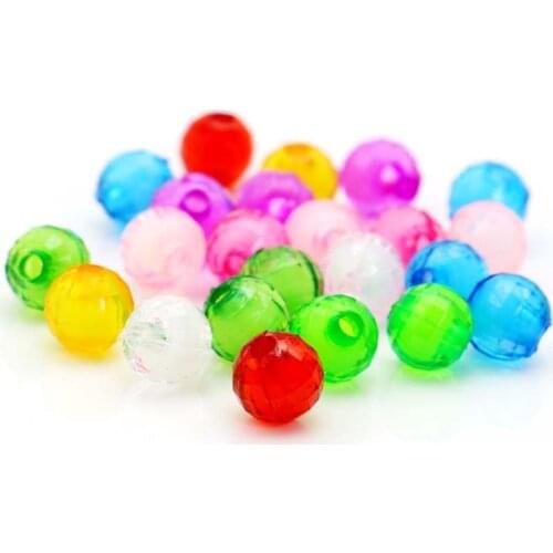 8mm 50Pcs/Lot Mixed Round Earth Faced Shape Colorful Acrylic Loose Beads For Jewelry Making Accessories Handmade