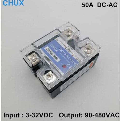 50A SSR relays DC To AC 3-32VDC 220v Single phase Solid State Relay SSR-50DA