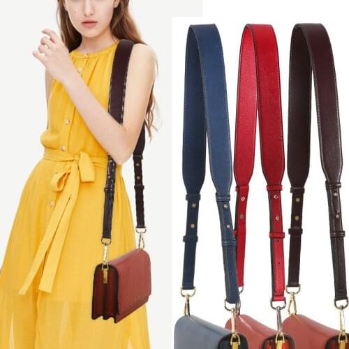 NEW Leather Wide Shoulder Strap Brand Luxury Bag Strap Solid Color Adjustable Length High Quality Women Bag Accessories Lady