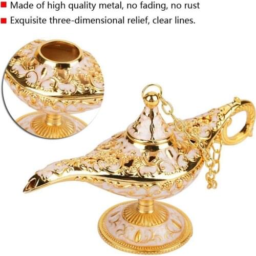Retro Aladdin Magic Lamp Decoration Crafts Metal Vintage Wishing Light Figurines Desktop Ornaments Home Decoration Accessories