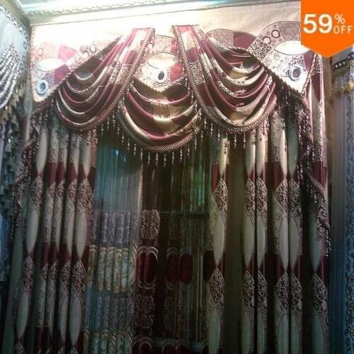 Luxury Red trend curtain Wine Blinds design Velvet flowers sexy style Hollow out curtain Tulle sheet BedRoom curtains