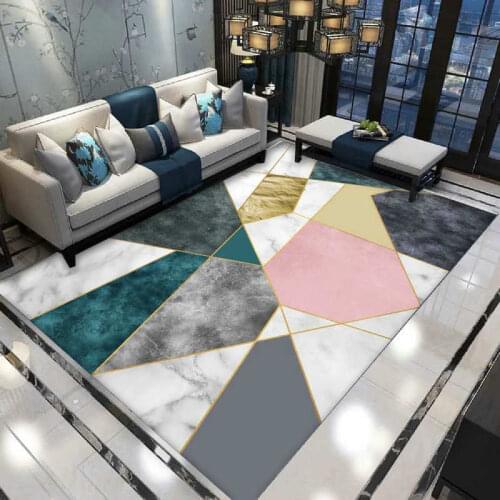 Nordic Geometric Light Luxury Carpets for Living Room Parlor Washable Comfortable Anti-slip Carpet Home Decorative Large Rugs